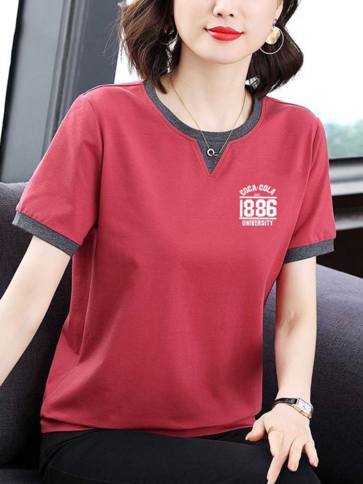 カットソー バイカラー切替デザイン半袖カットソー