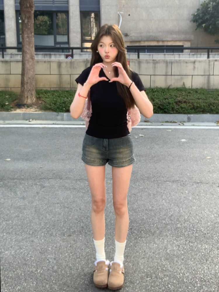 カットソー シンプル美シルエットVネック