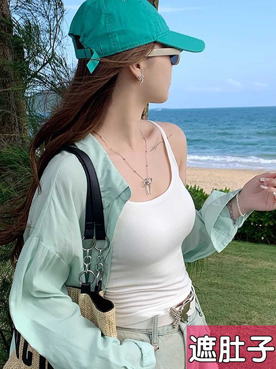 カットソー シンプル美ライン細紐キャミソール