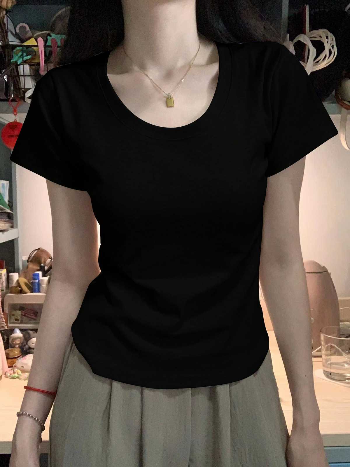 カットソー なめらか丸首ベーシックカットソー