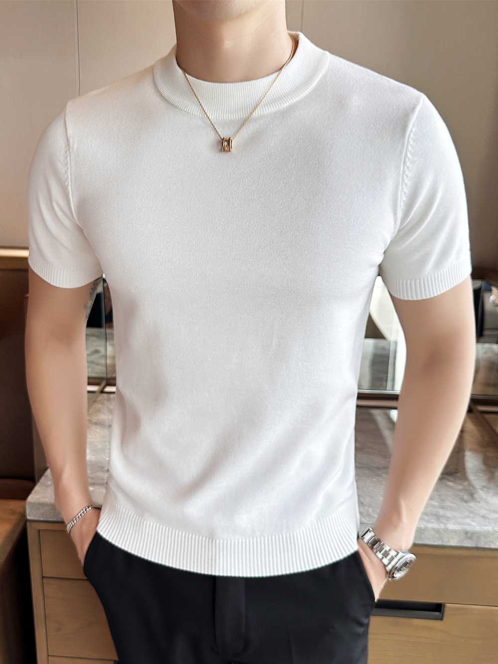 カットソー すっきり丸首ニットカットソー