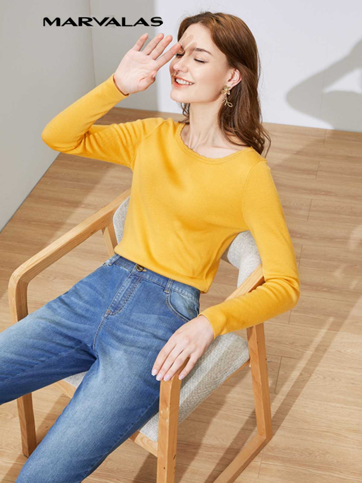 カットソー なめらか素材の基本長袖カットソー