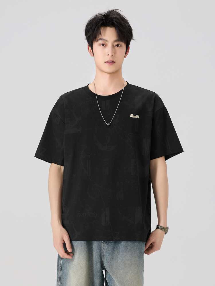 カットソー 胸元ワンポイント刺繍半袖カットソー