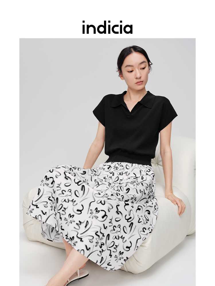 カットソー 洗練デザイン 襟付きVネックカットソー