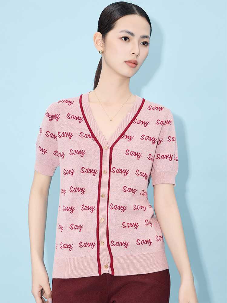 カットソー メッセージ柄ニットカーディガン