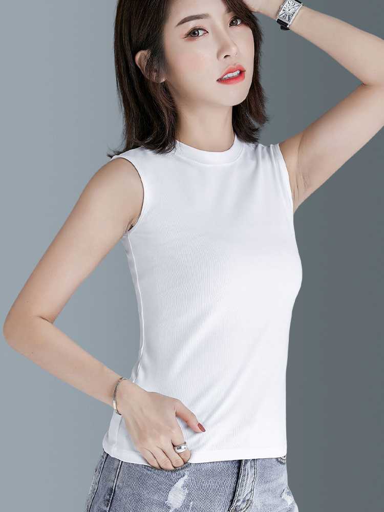 カットソー すっきりネックノースリーブ