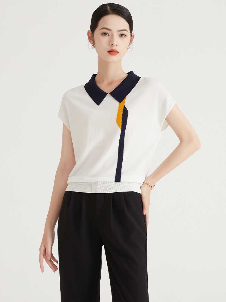 カットソー アシンメトリー襟切替デザインカットソー