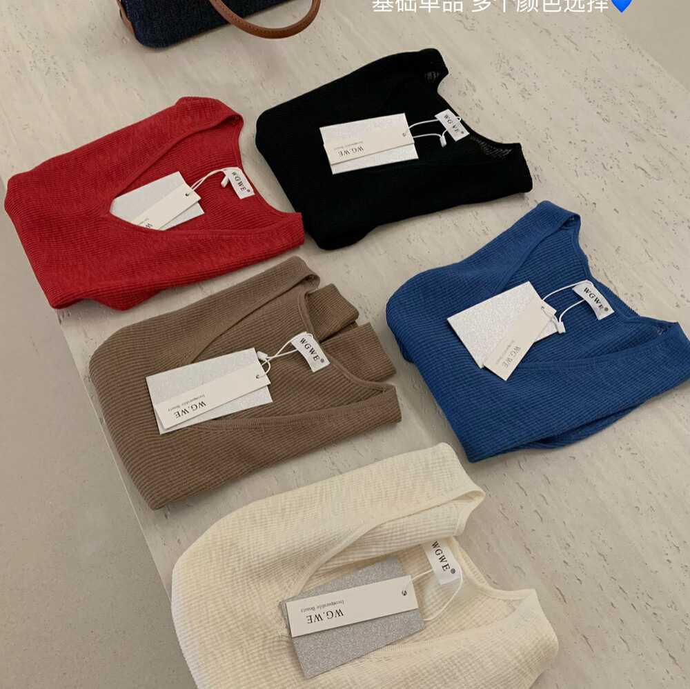 カットソー リブ編み すっきりVネックカットソー