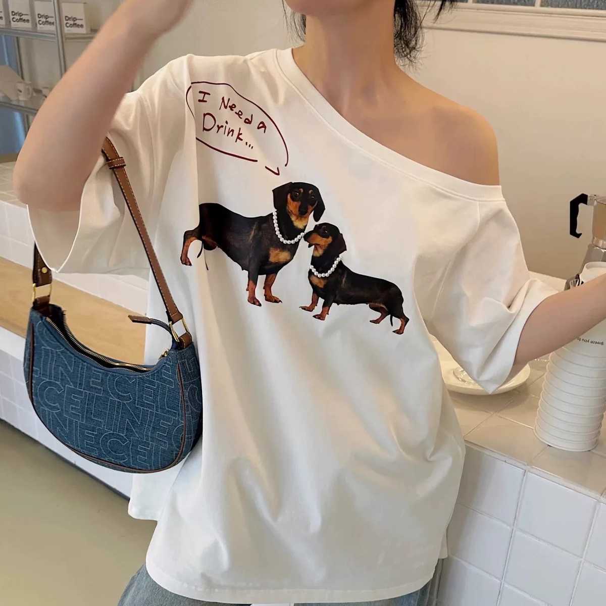 カットソー 愛犬メッセージボートネックカットソー