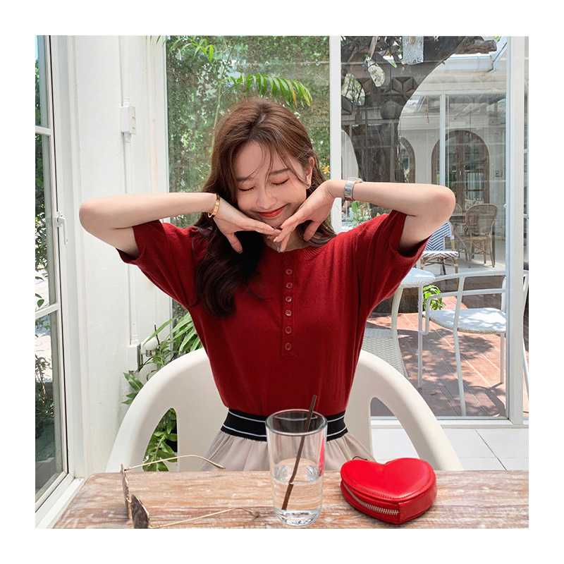 カットソー ヘンリーネックニットカットソー