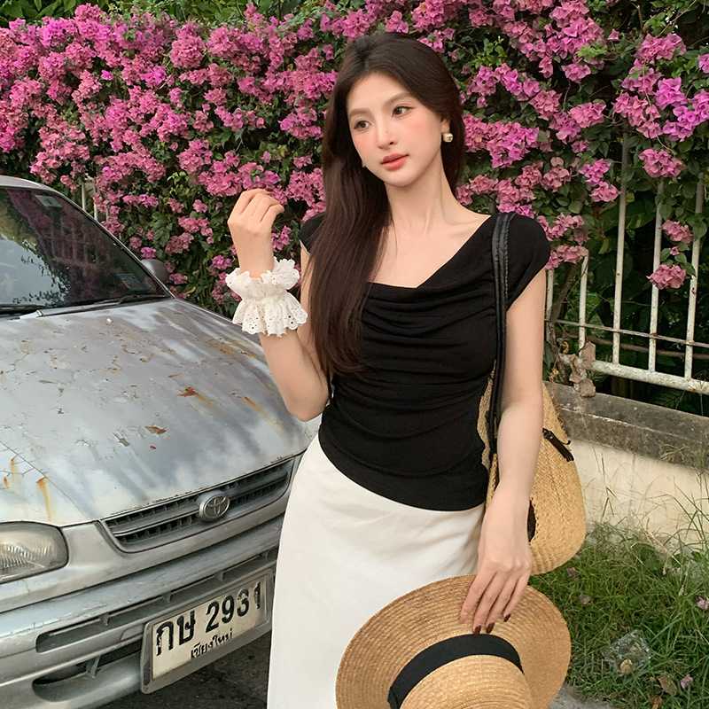 カットソー 優美ドレープ ボートネックカットソー