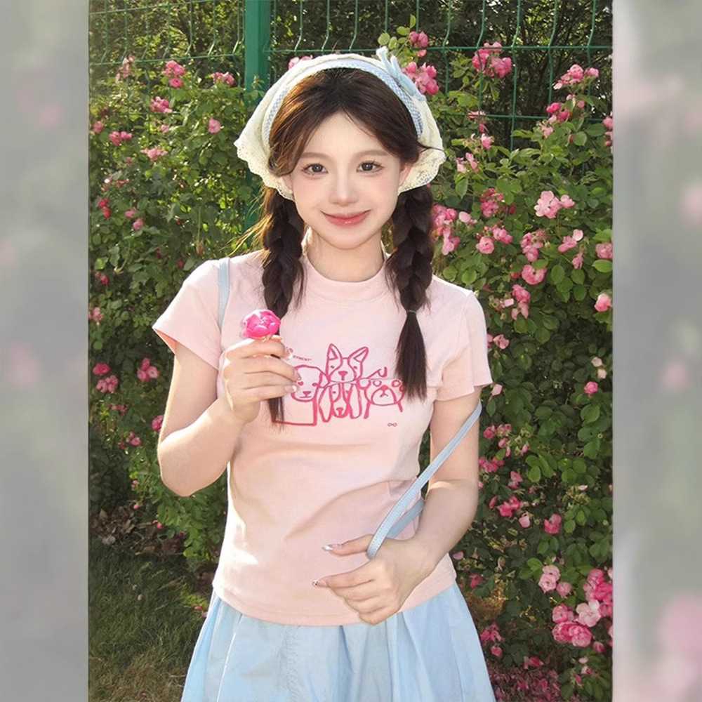 カットソー うさぎモチーフ刺繍半袖カットソー