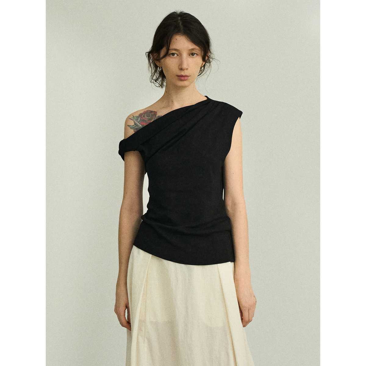 カットソー アシンメトリー ボートネック