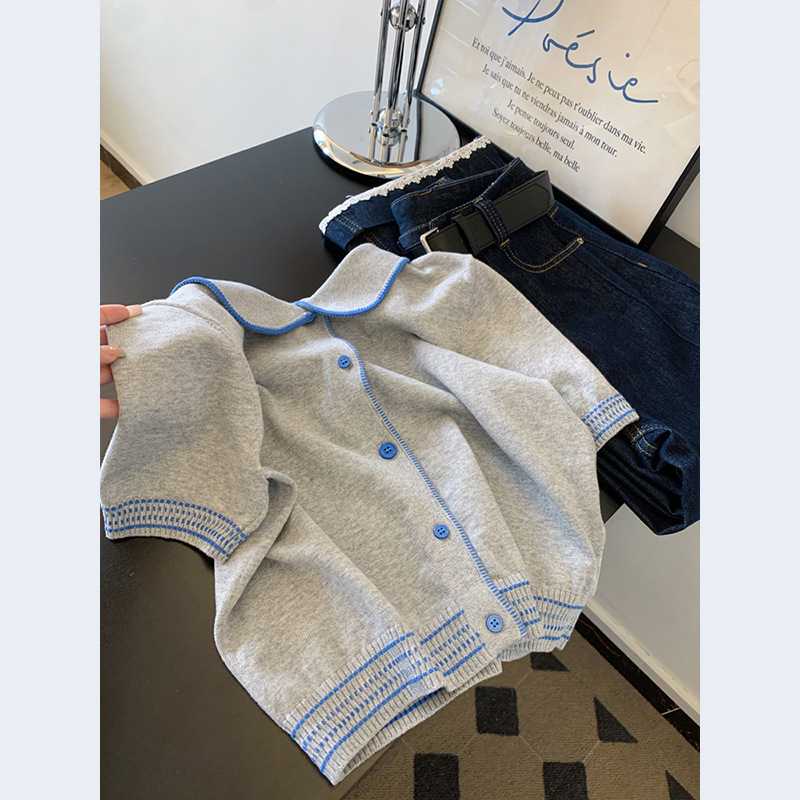 カットソー 丸襟パイピングカットソー