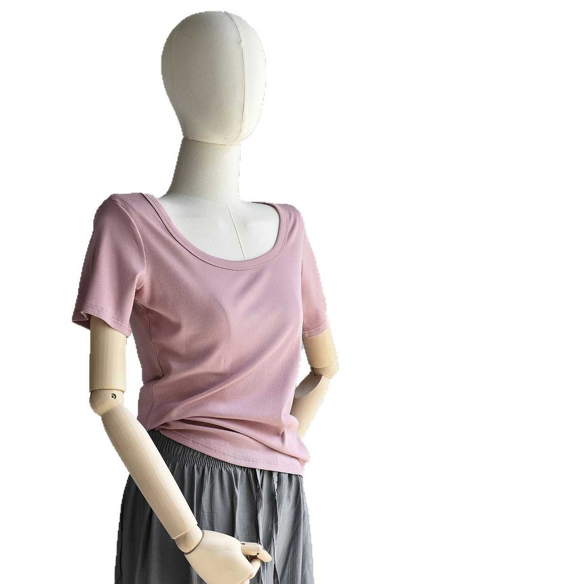 カットソー なめらか肌触り ボートネック半袖