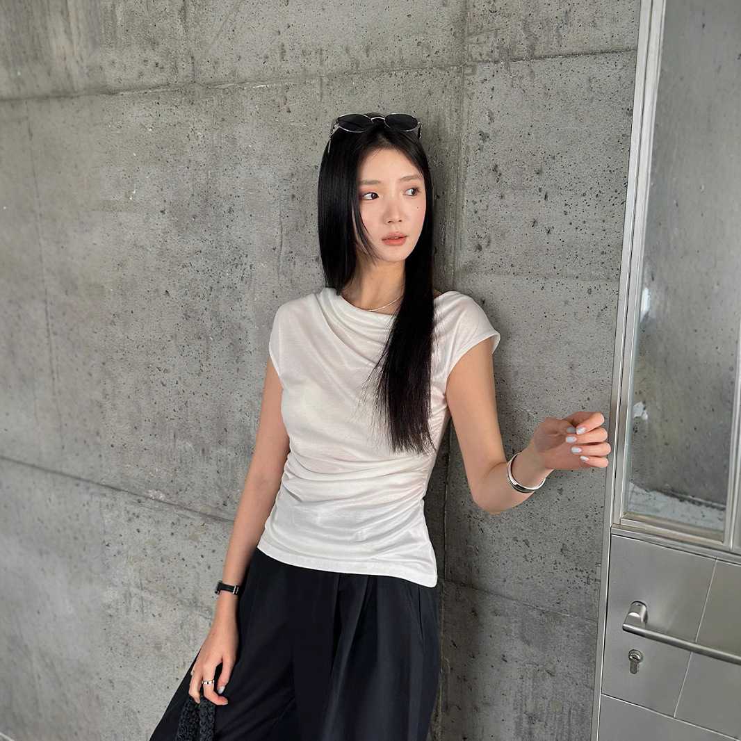 カットソー 優美ドレープ ボートネックカットソー