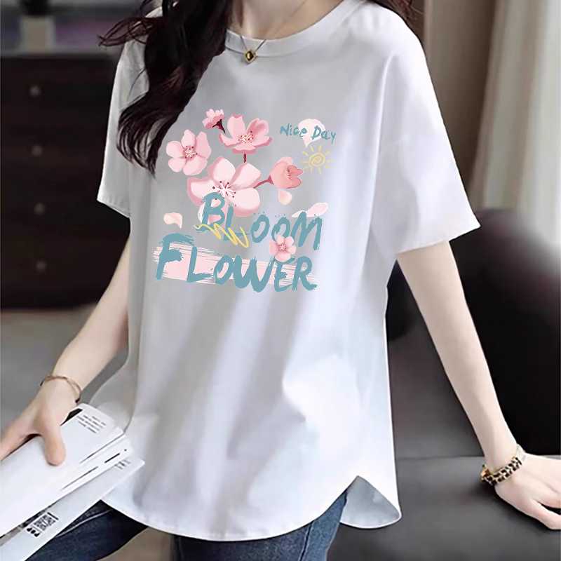 カットソー 桜花プリント半袖カットソー