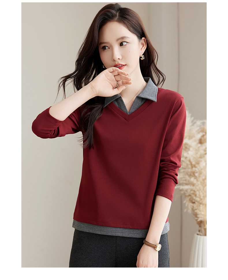 カットソー 襟付きレイヤードVネックカットソー