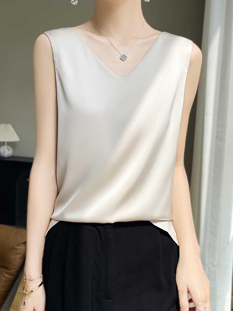カットソー 優美シルエット ノースリーブ Vネック