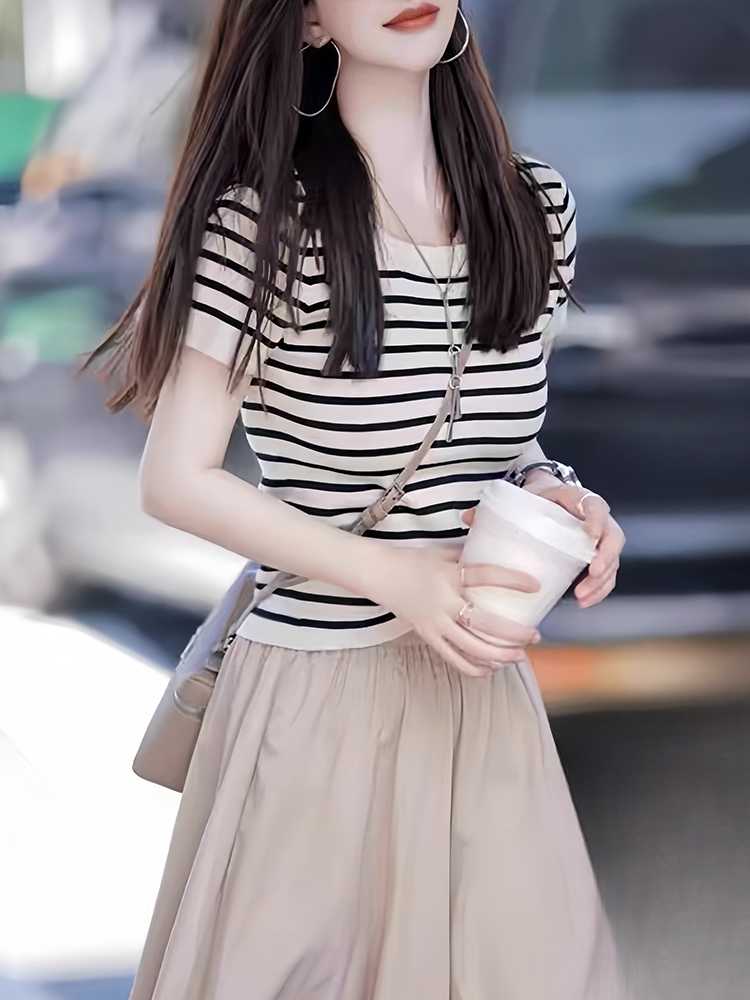 カットソー クラシックボートネックボーダー