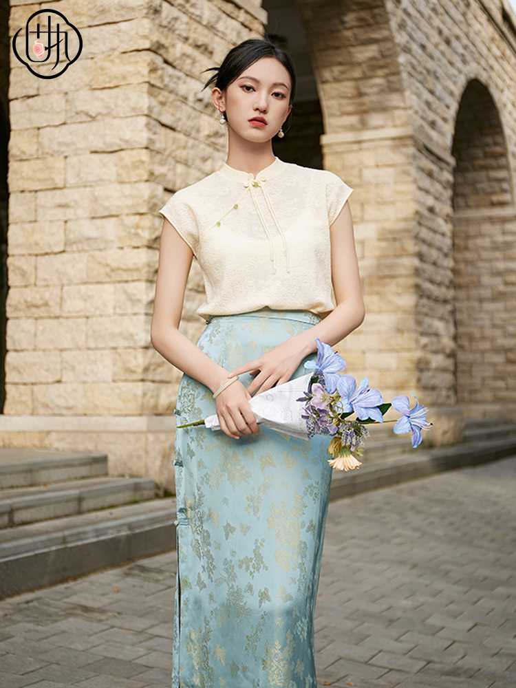 カットソー チャイナ風ボタンデザイン半袖