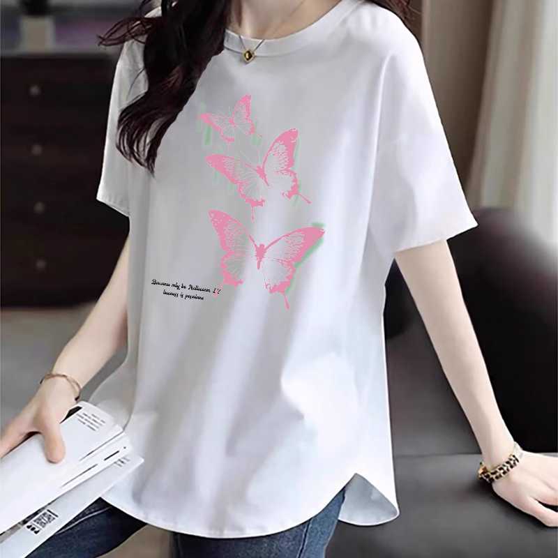 カットソー 蝶々舞う優美な半袖カットソー