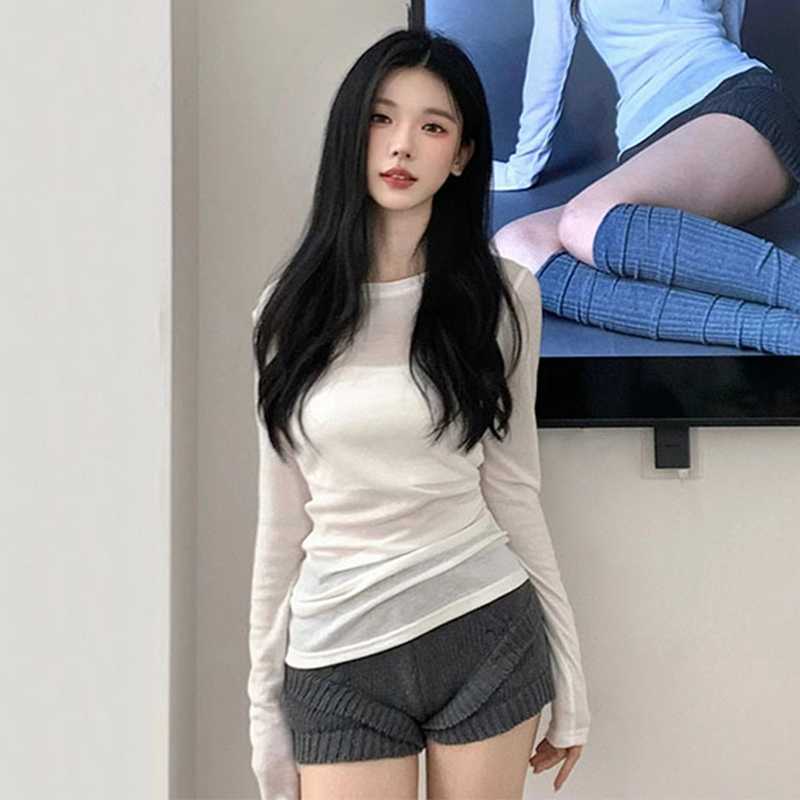 カットソー シンプル細身フィット長袖