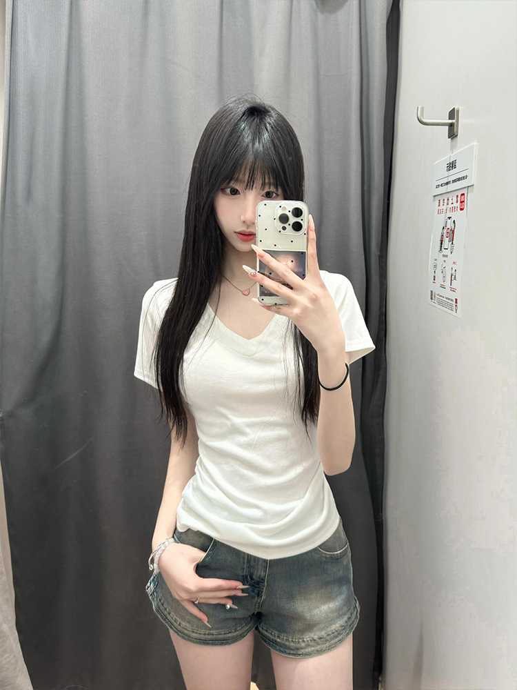 カットソー シンプル美シルエット Vネック