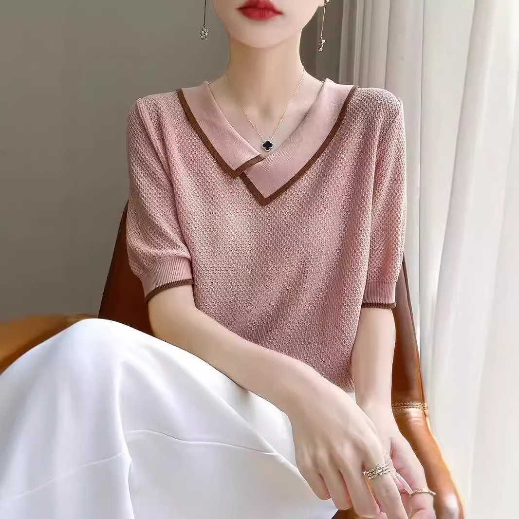 カットソー 上質パイピングVネックカットソー