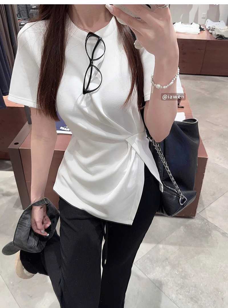 カットソー アシンメトリー結び目デザイン半袖