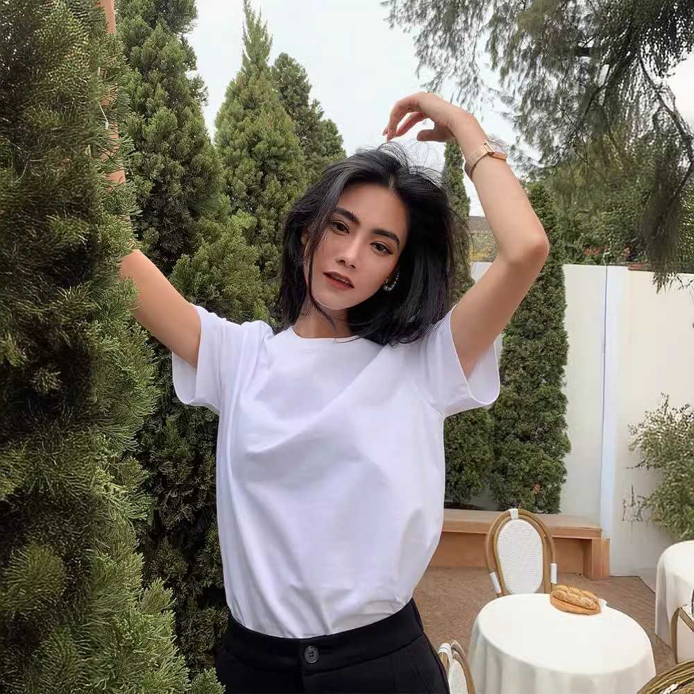 カットソー シンプル丸首ベーシック半袖