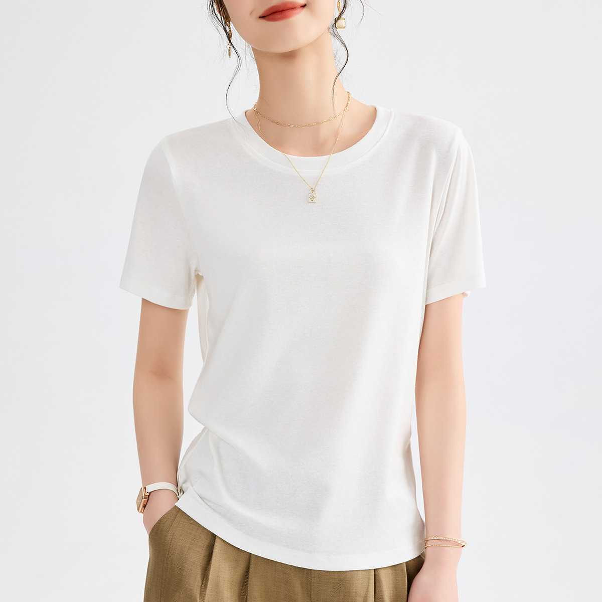 カットソー なめらか肌触り シンプル半袖カットソー