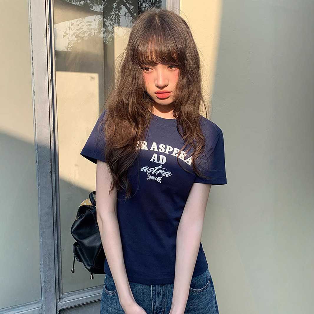 カットソー ロゴ入り丸首カジュアル半袖