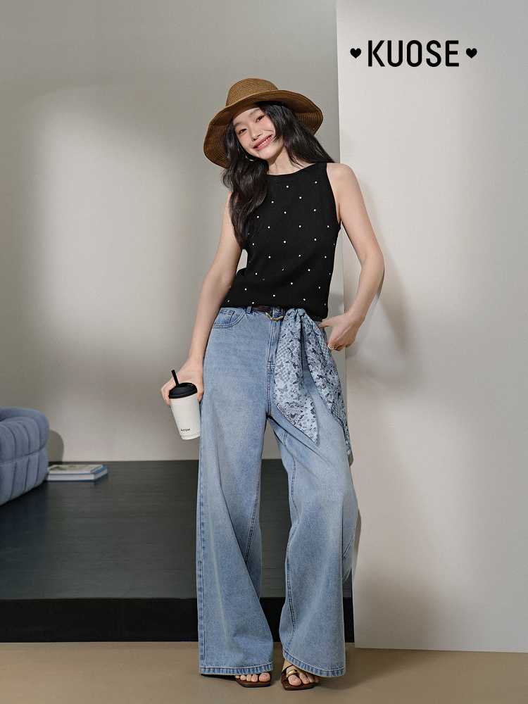 カットソー ドット模様ノースリーブカットソー