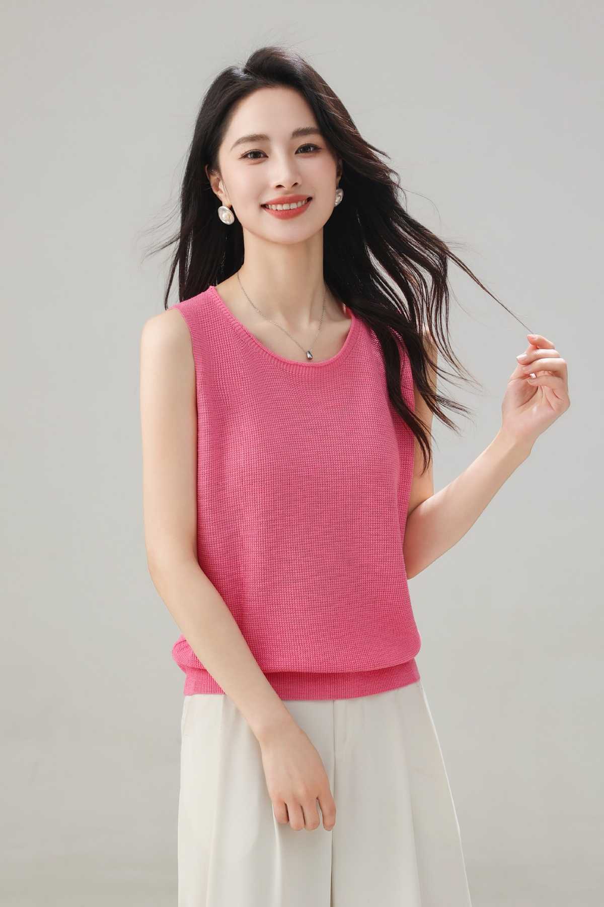 カットソー ニットノースリーブカットソー