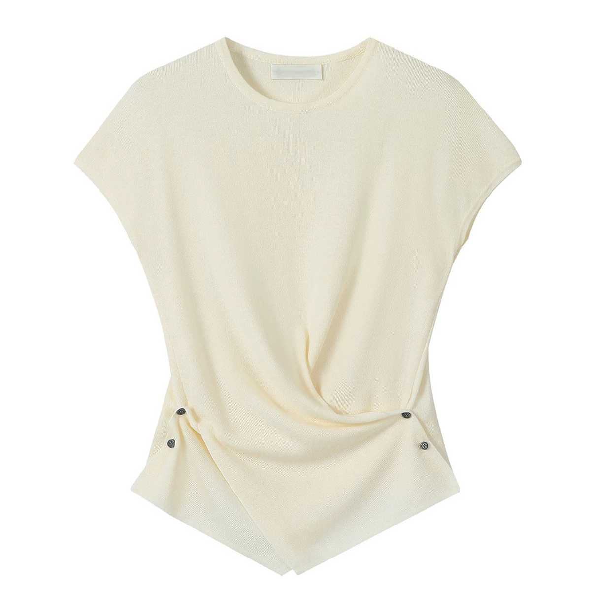 カットソー ドレープデザイン変形ニットカットソー