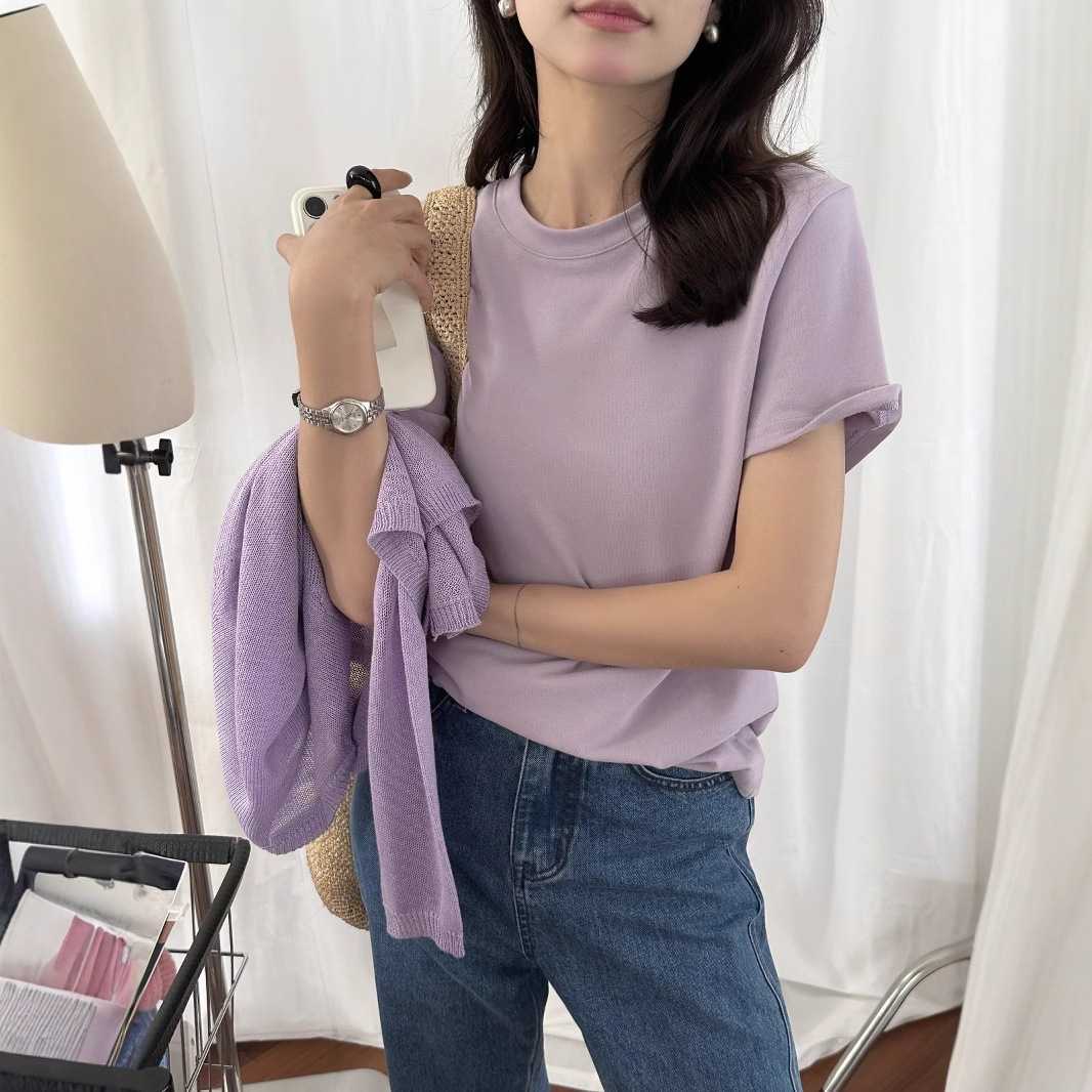 カットソー なめらか質感シンプル半袖カットソー