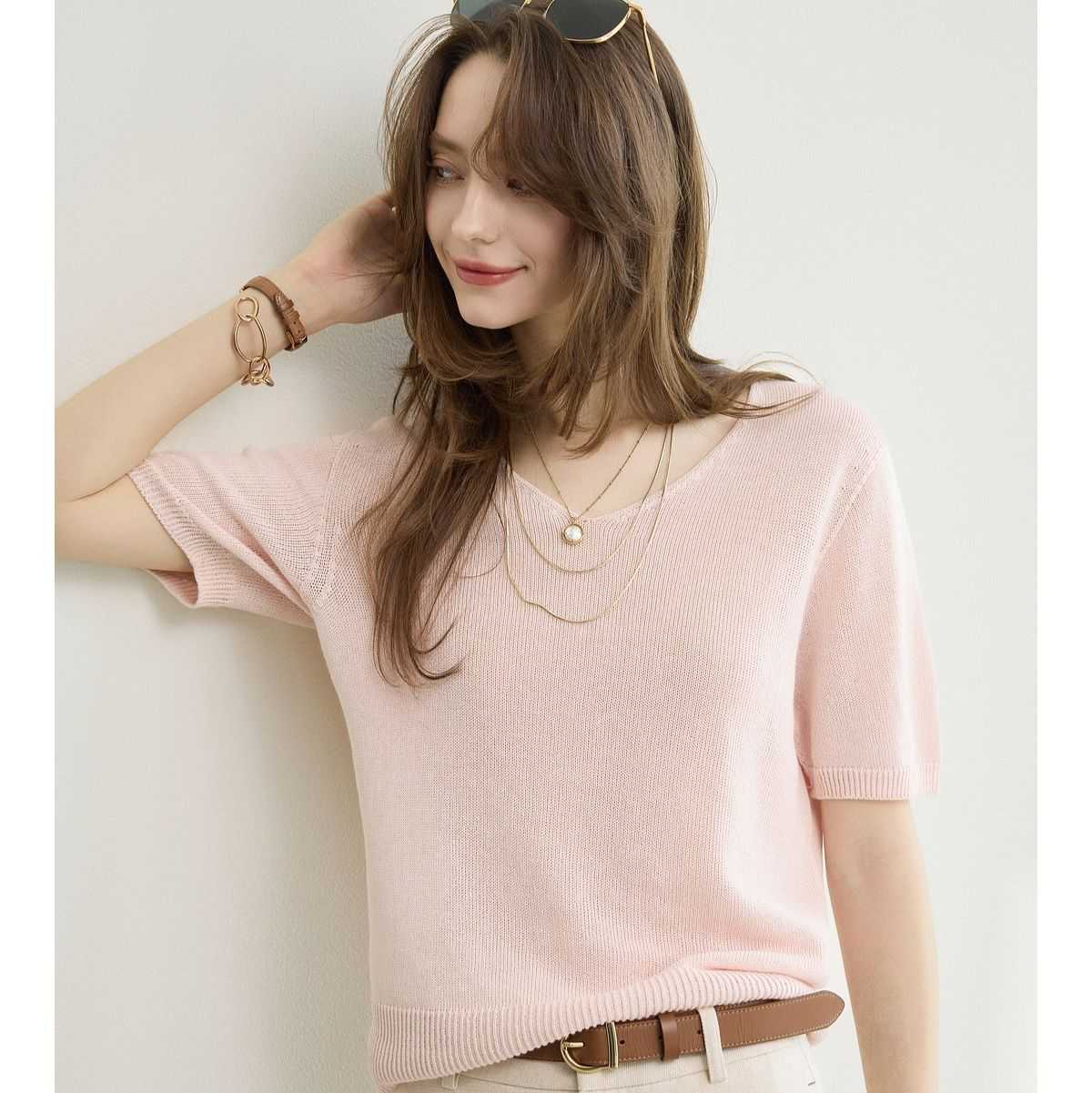 カットソー シンプル優美ニットプルオーバー