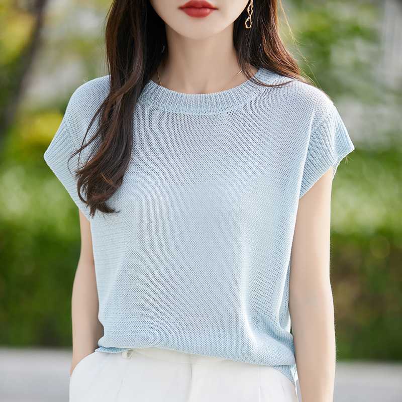 カットソー シンプル編み目フレンチカットソー