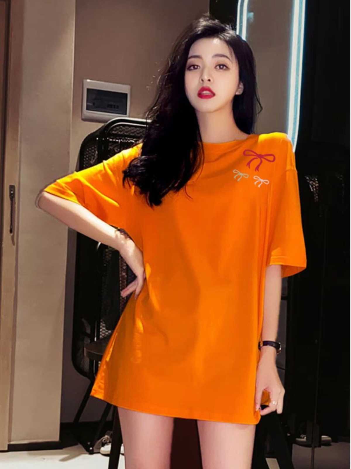 カットソー リボン刺繍ゆったりカットソー