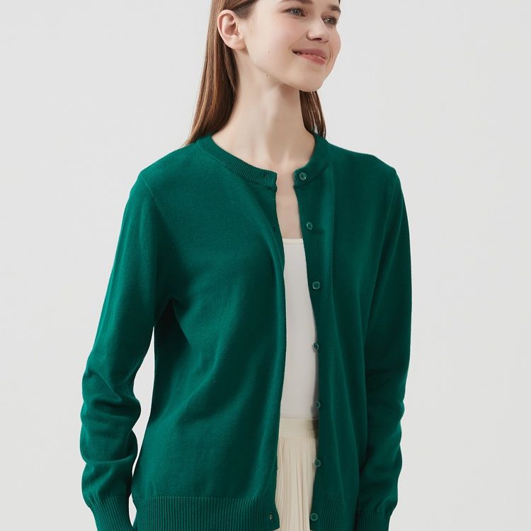 カットソー シンプル丸首カーディガン