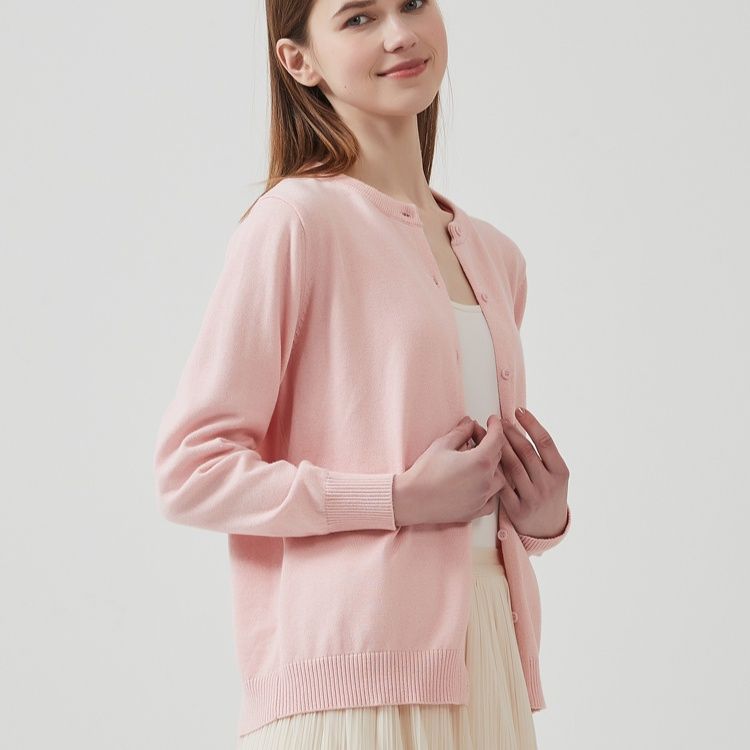 カットソー シンプル丸首カーディガン