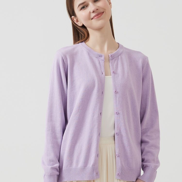 カットソー シンプル丸首カーディガン