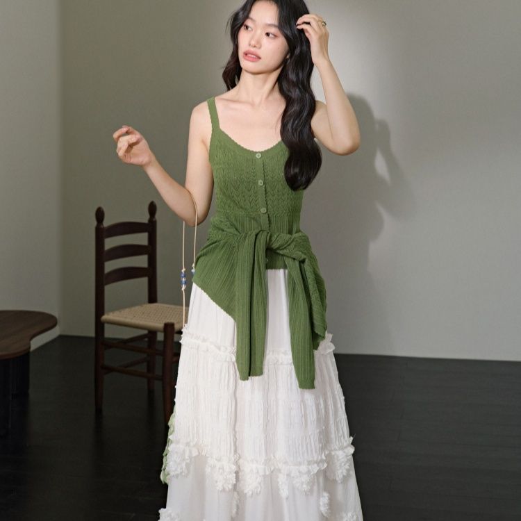 カットソー 透かし編み カーディガン セットアップ