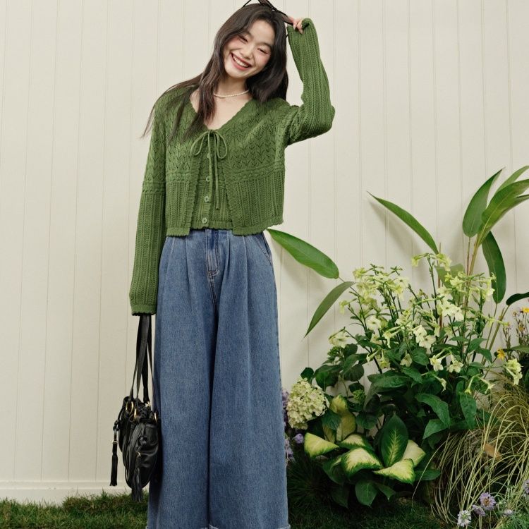 カットソー 透かし編み カーディガン セットアップ