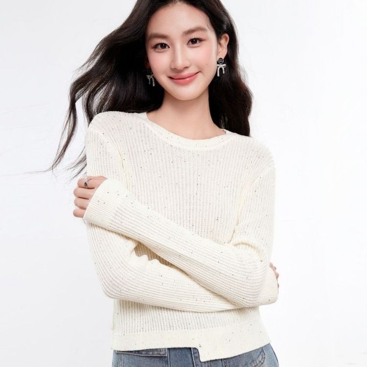 カットソー シンプル上品リブニット