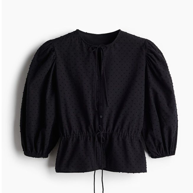 カットソー ドット刺繍パフスリーブカットソー