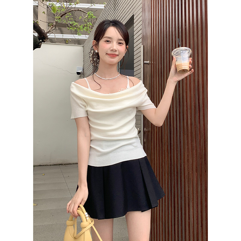 カットソー 優美なドレープボートネック
