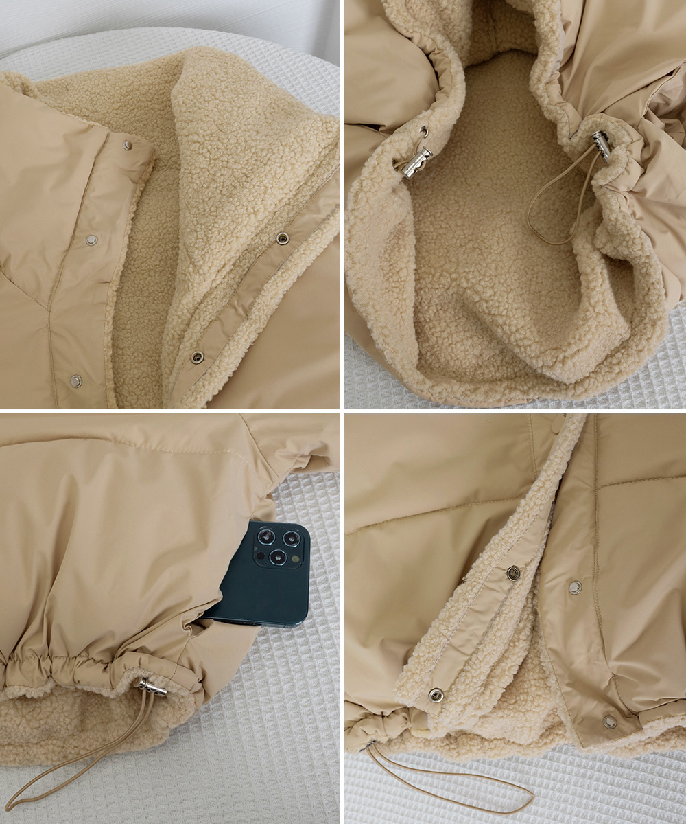 カットソー 長袖ボア中綿ブルゾン リバーシブル防寒ジャケット
