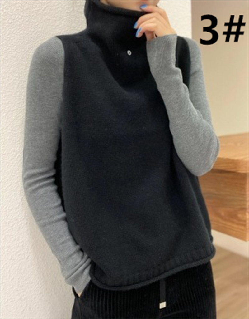 カットソー 秋冬新作 タートルネック ニットベスト 袖なし 体型カバー
